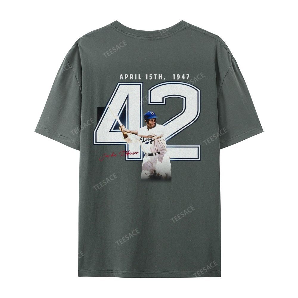 Unisex-Adult Vintage Oversized Washed Cotton T-Shirt | JACKIE ROBINSON