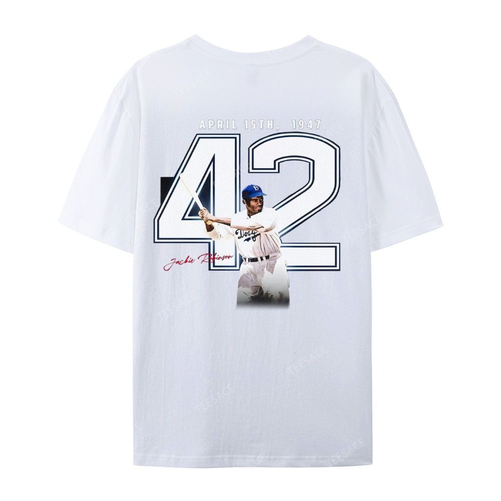 Unisex-Adult Vintage Oversized Washed Cotton T-Shirt | JACKIE ROBINSON