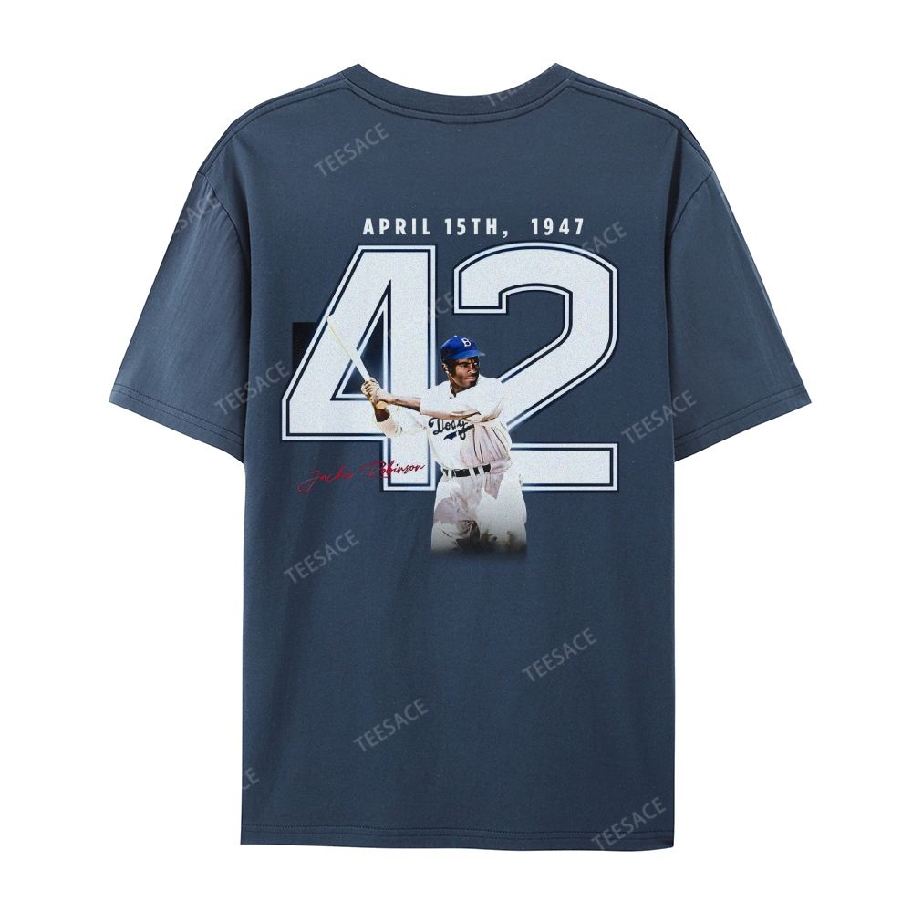 Unisex-Adult Vintage Oversized Washed Cotton T-Shirt | JACKIE ROBINSON
