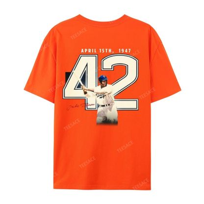 Unisex-Adult Vintage Oversized Washed Cotton T-Shirt | JACKIE ROBINSON