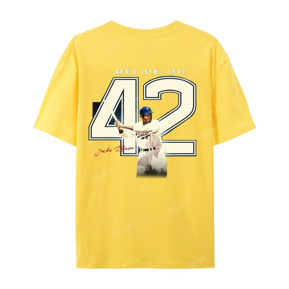 Unisex-Adult Vintage Oversized Washed Cotton T-Shirt | JACKIE ROBINSON