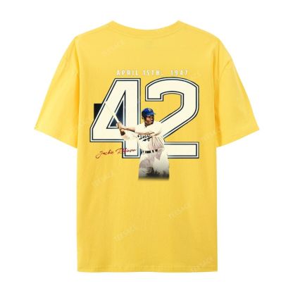 Unisex-Adult Vintage Oversized Washed Cotton T-Shirt | JACKIE ROBINSON