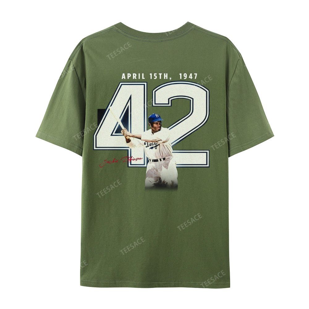 Unisex-Adult Vintage Oversized Washed Cotton T-Shirt | JACKIE ROBINSON