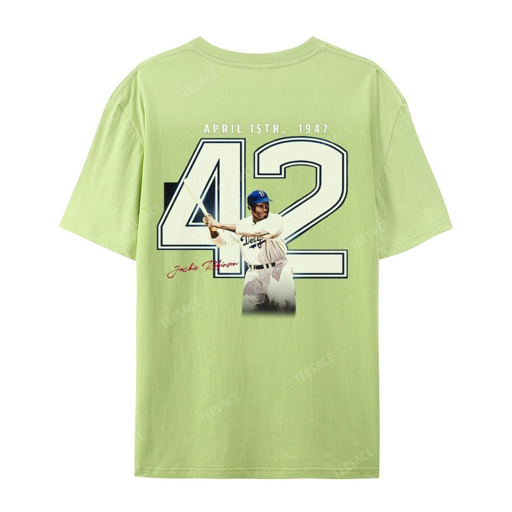 Unisex-Adult Vintage Oversized Washed Cotton T-Shirt | JACKIE ROBINSON