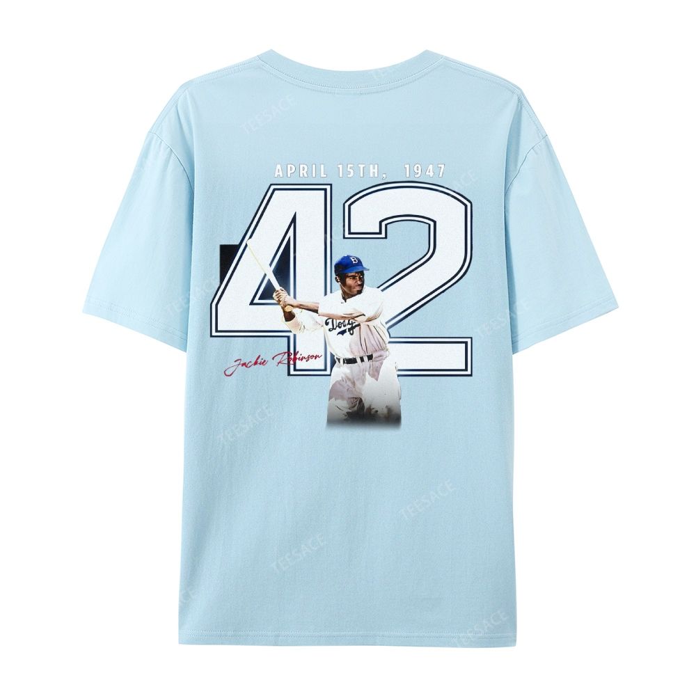 Unisex-Adult Vintage Oversized Washed Cotton T-Shirt | JACKIE ROBINSON