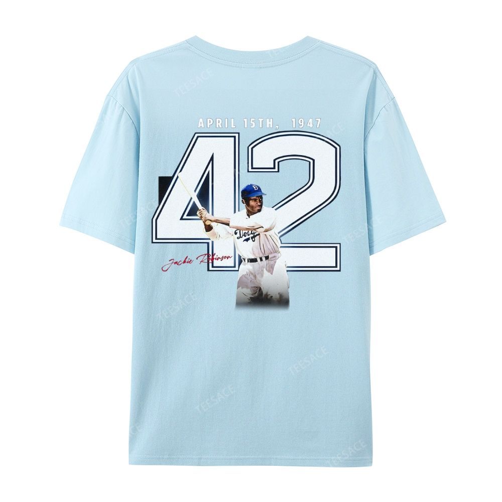Unisex-Adult Vintage Oversized Washed Cotton T-Shirt | JACKIE ROBINSON
