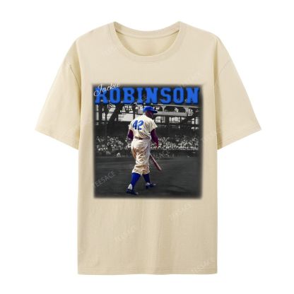 Unisex-Adult Vintage Oversized Washed Cotton T-Shirt | JACKIE ROBINSON