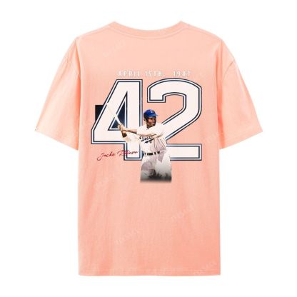 Unisex-Adult Vintage Oversized Washed Cotton T-Shirt | JACKIE ROBINSON