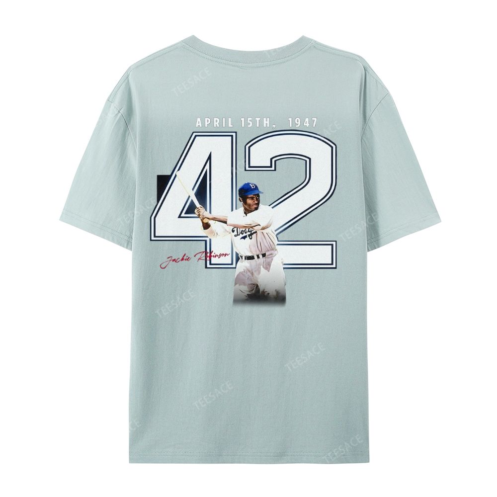 Unisex-Adult Vintage Oversized Washed Cotton T-Shirt | JACKIE ROBINSON