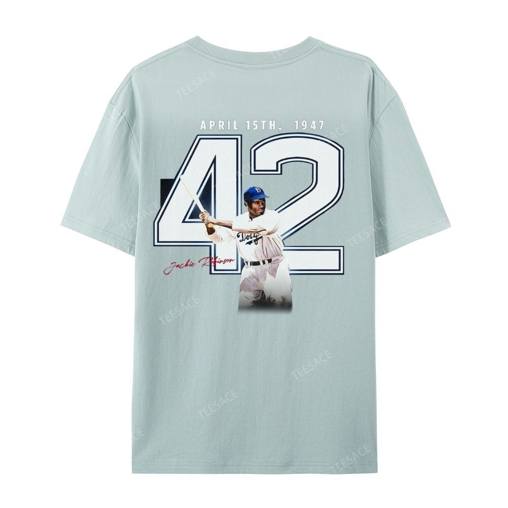 Unisex-Adult Vintage Oversized Washed Cotton T-Shirt | JACKIE ROBINSON