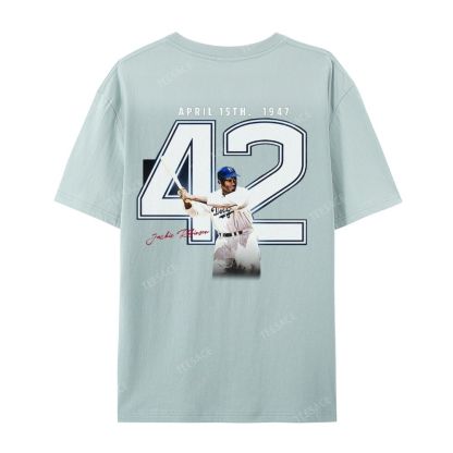 Unisex-Adult Vintage Oversized Washed Cotton T-Shirt | JACKIE ROBINSON