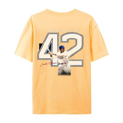 Unisex-Adult Vintage Oversized Washed Cotton T-Shirt | JACKIE ROBINSON