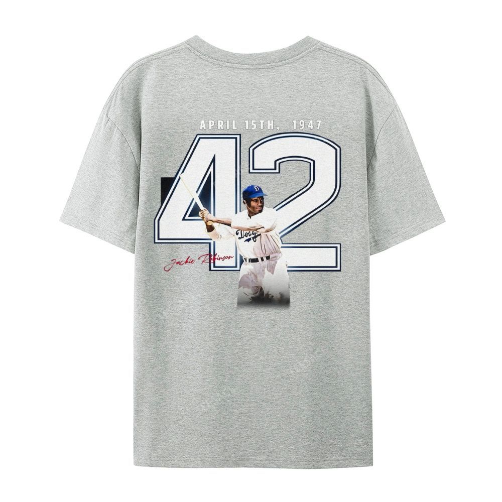 Unisex-Adult Vintage Oversized Washed Cotton T-Shirt | JACKIE ROBINSON