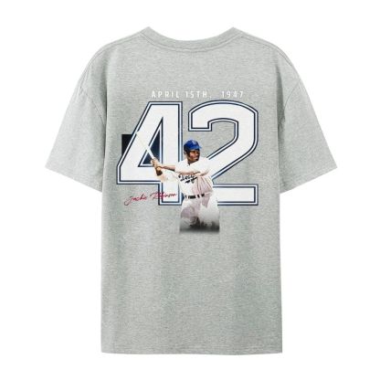 Unisex-Adult Vintage Oversized Washed Cotton T-Shirt | JACKIE ROBINSON