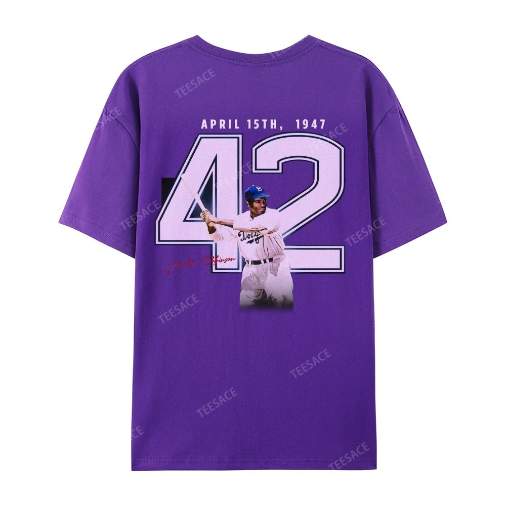 Unisex-Adult Vintage Oversized Washed Cotton T-Shirt | JACKIE ROBINSON