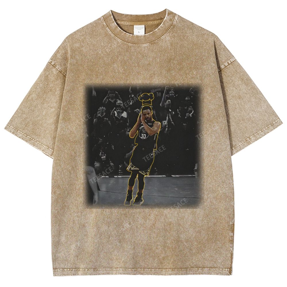 Vintage Style Unisex-Adult Oversized Washed Street T-shirt STEPHEN CURRY II TEE 