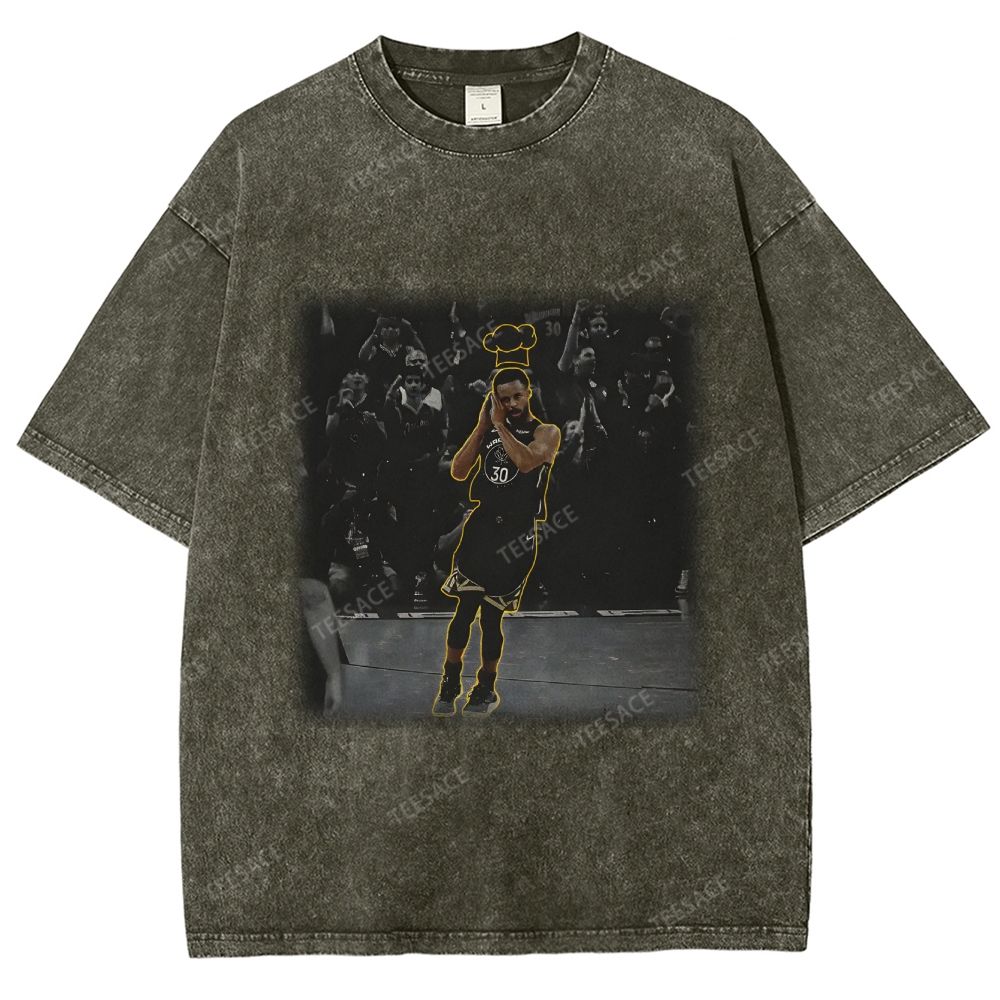 Vintage Style Unisex-Adult Oversized Washed Street T-shirt STEPHEN CURRY II TEE 
