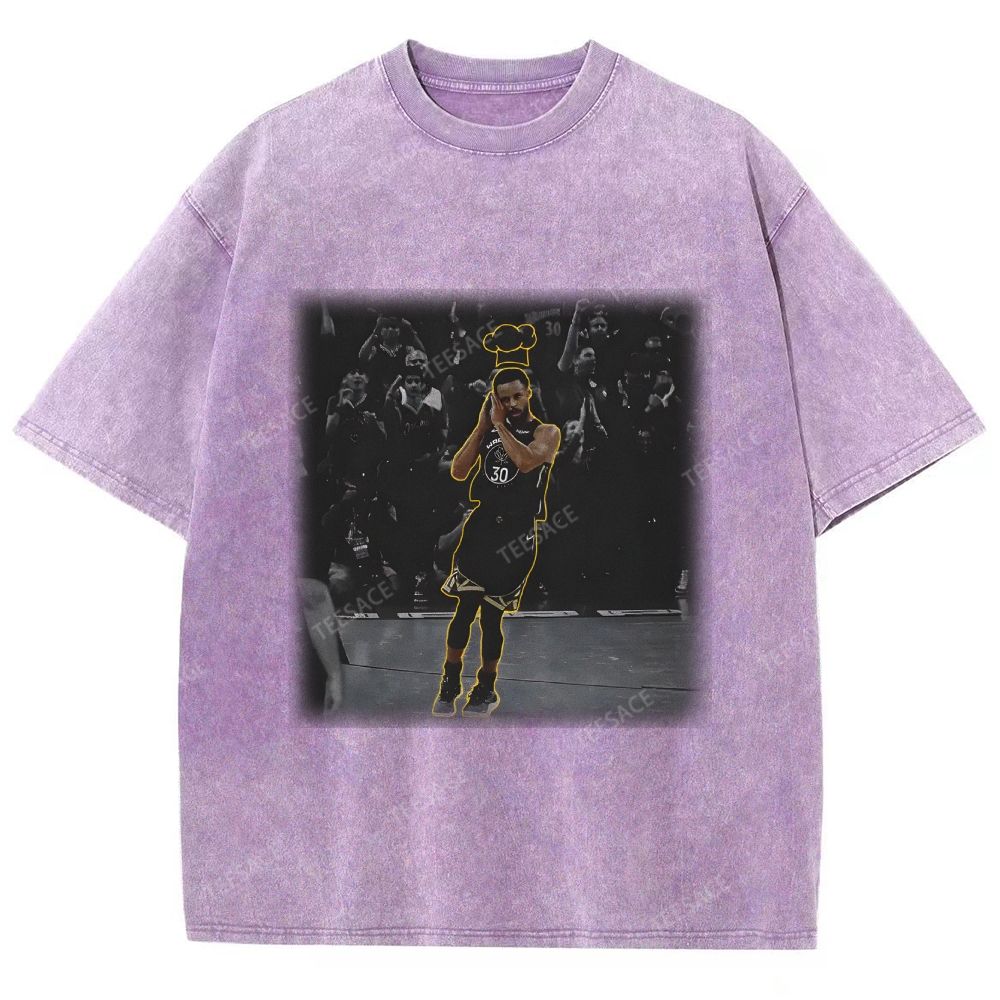 Vintage Style Unisex-Adult Oversized Washed Street T-shirt STEPHEN CURRY II TEE 