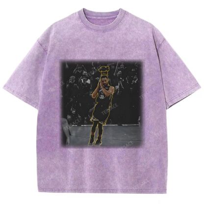Vintage Style Unisex-Adult Oversized Washed Street T-shirt STEPHEN CURRY II TEE 