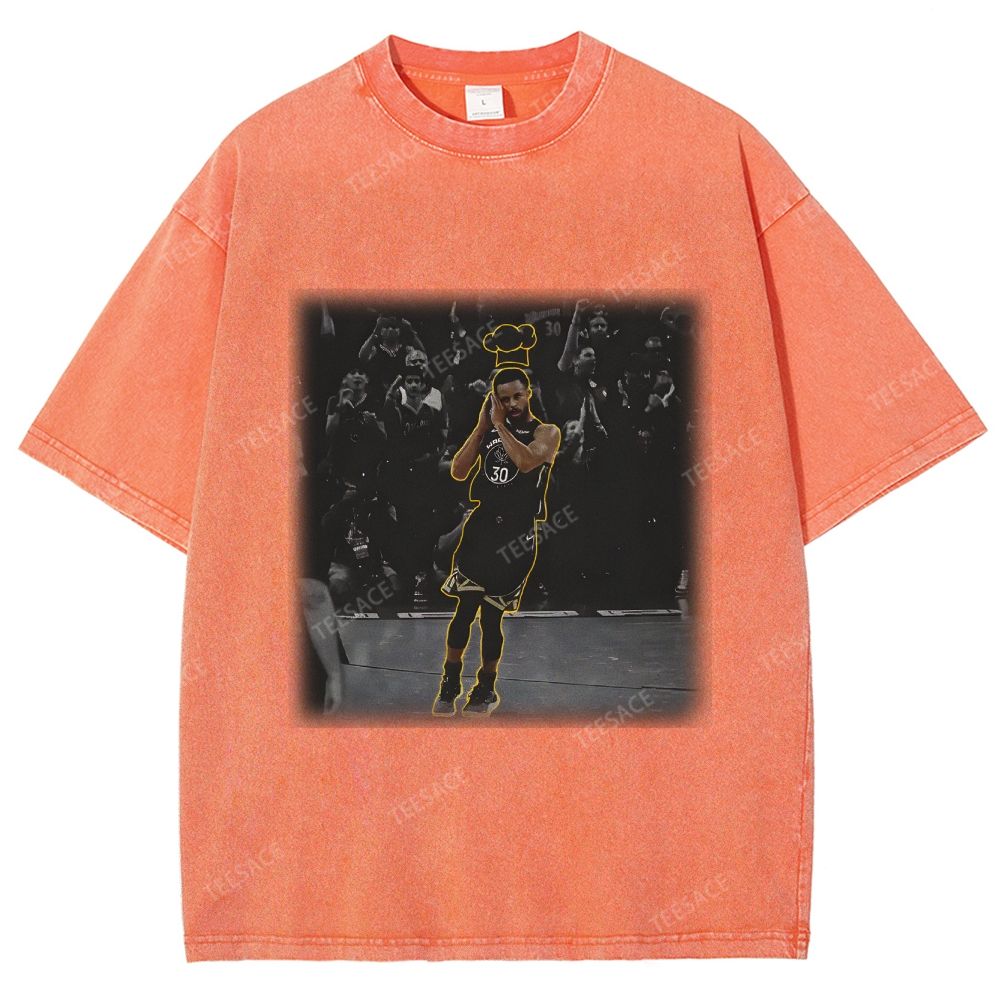 Vintage Style Unisex-Adult Oversized Washed Street T-shirt STEPHEN CURRY II TEE 