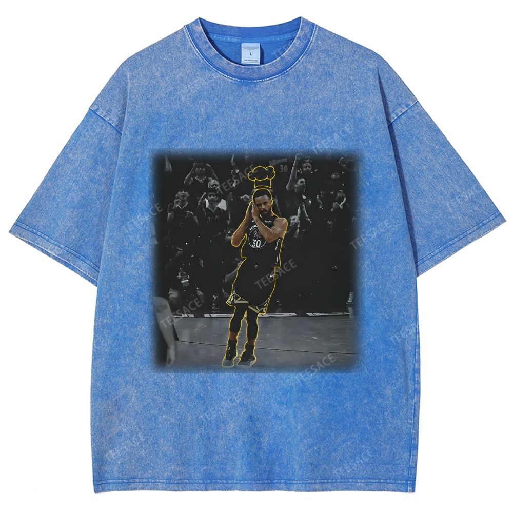 Vintage Style Unisex-Adult Oversized Washed Street T-shirt STEPHEN CURRY II TEE 