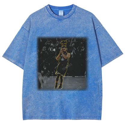 Vintage Style Unisex-Adult Oversized Washed Street T-shirt STEPHEN CURRY II TEE 