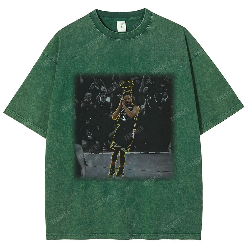 Vintage Style Unisex-Adult Oversized Washed Street T-shirt STEPHEN CURRY II TEE 