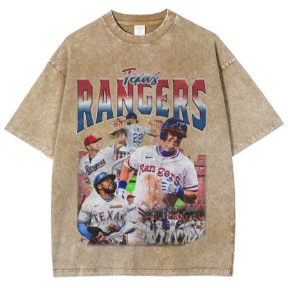 Unisex-Adult Oversized Washed Street T-shirt TEXAS RANGERS Vintage Tee