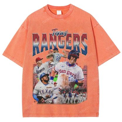 Unisex-Adult Oversized Washed Street T-shirt TEXAS RANGERS Vintage Tee