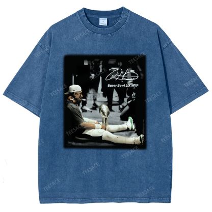 Vintage Style Unisex-Adult Oversized Washed Street T-shirt | JALEN HURTS MVP 2.12 2.0 TEE