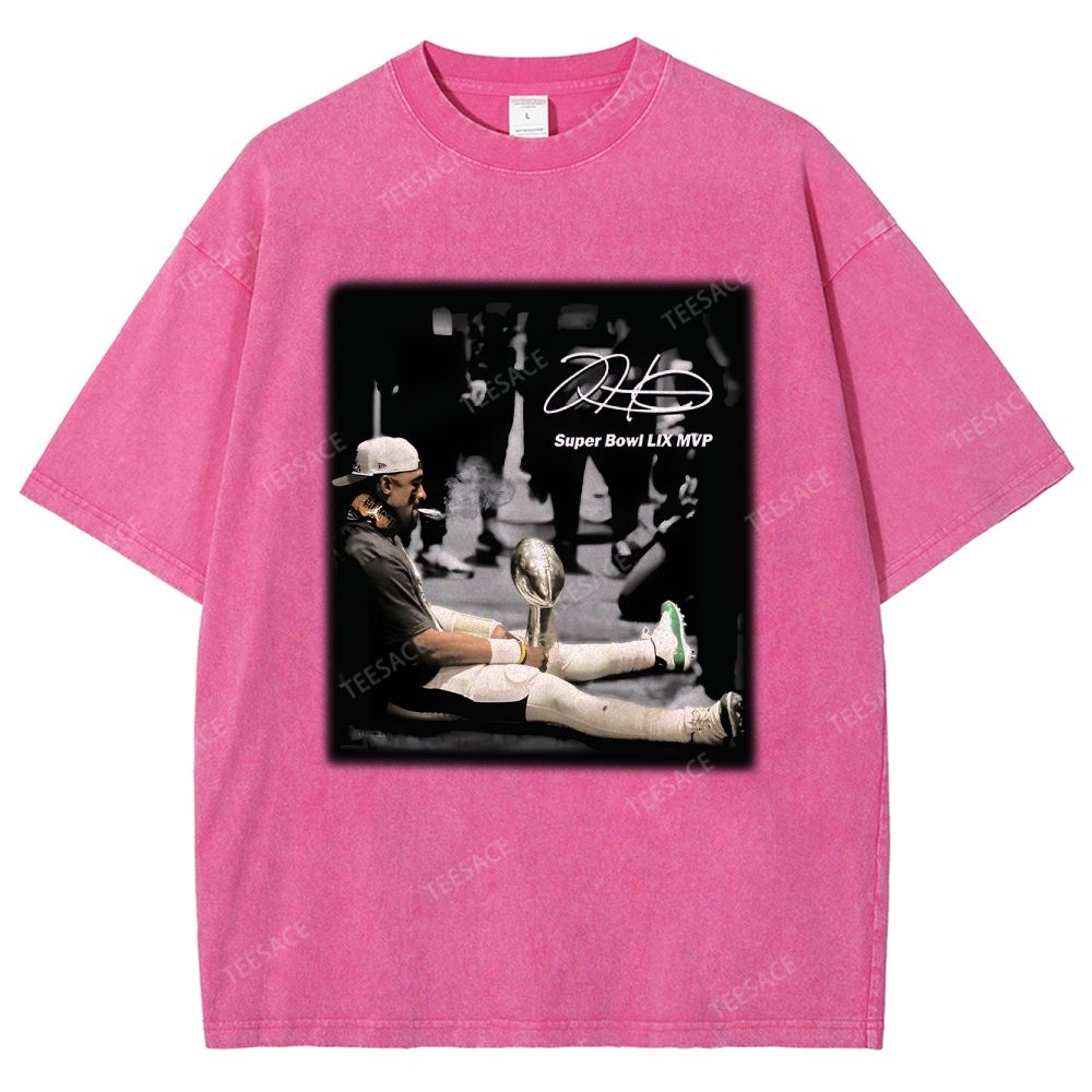 Vintage Style Unisex-Adult Oversized Washed Street T-shirt | JALEN HURTS MVP 2.12 2.0 TEE