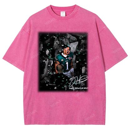 Vintage Style Unisex-Adult Oversized Washed Street T-shirt | JALEN HURTS MVP 2.12 3.0 TEE