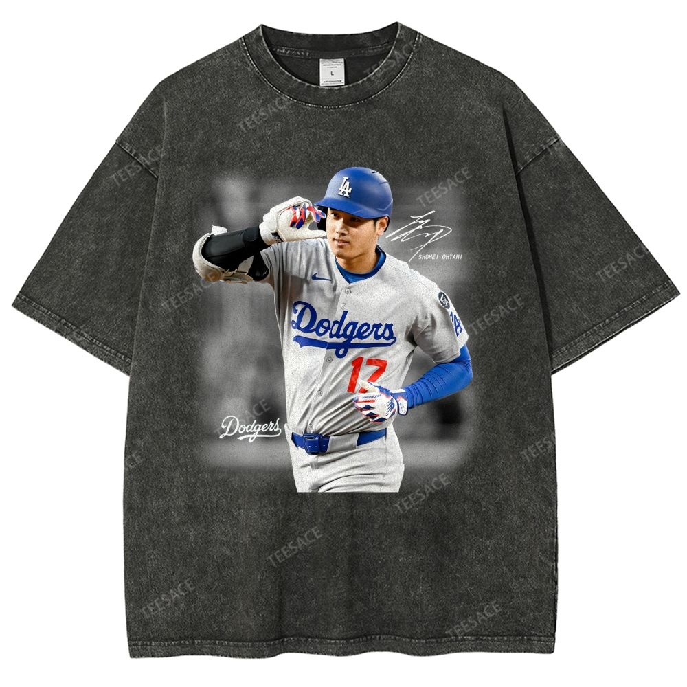 Vintage Style Unisex-Adult Oversized Washed Street T-shirt | SHOHEI OHTANI V4 TEE 