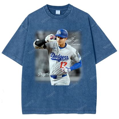 Vintage Style Unisex-Adult Oversized Washed Street T-shirt | SHOHEI OHTANI V4 TEE 