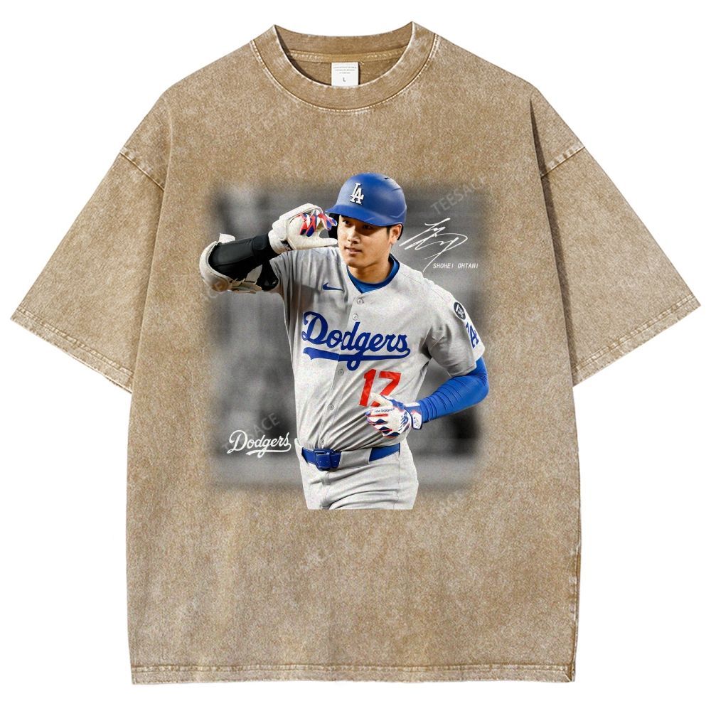 Vintage Style Unisex-Adult Oversized Washed Street T-shirt | SHOHEI OHTANI V4 TEE 