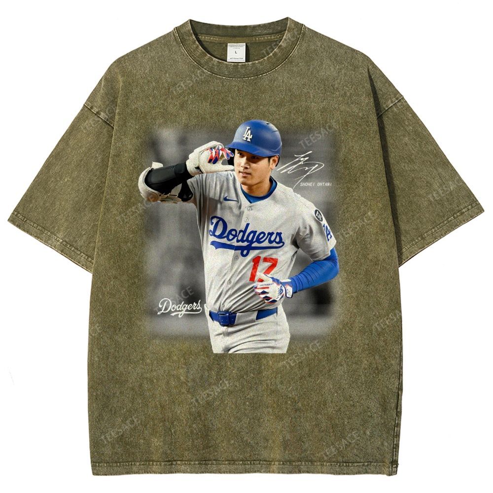 Vintage Style Unisex-Adult Oversized Washed Street T-shirt | SHOHEI OHTANI V4 TEE 