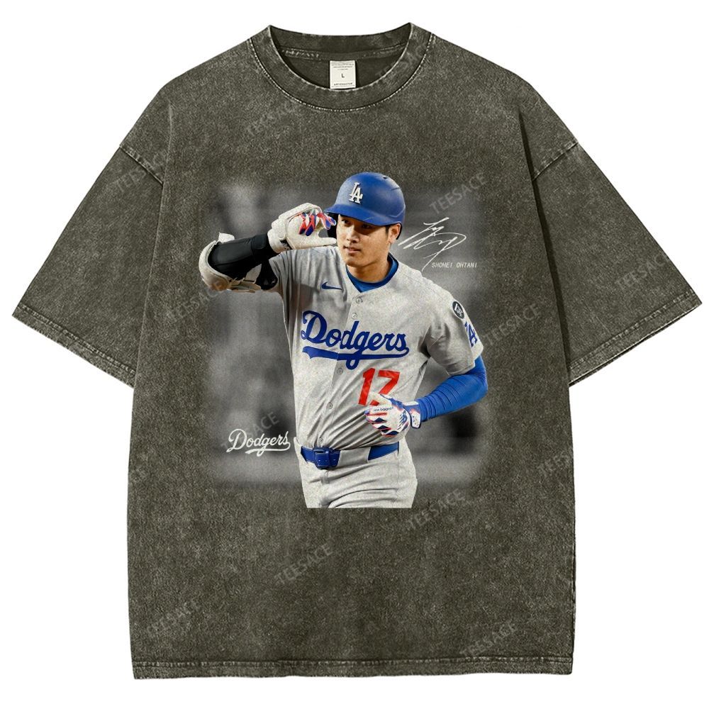 Vintage Style Unisex-Adult Oversized Washed Street T-shirt | SHOHEI OHTANI V4 TEE 