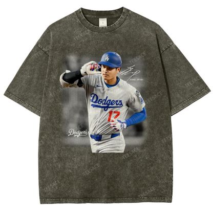 Vintage Style Unisex-Adult Oversized Washed Street T-shirt | SHOHEI OHTANI V4 TEE 