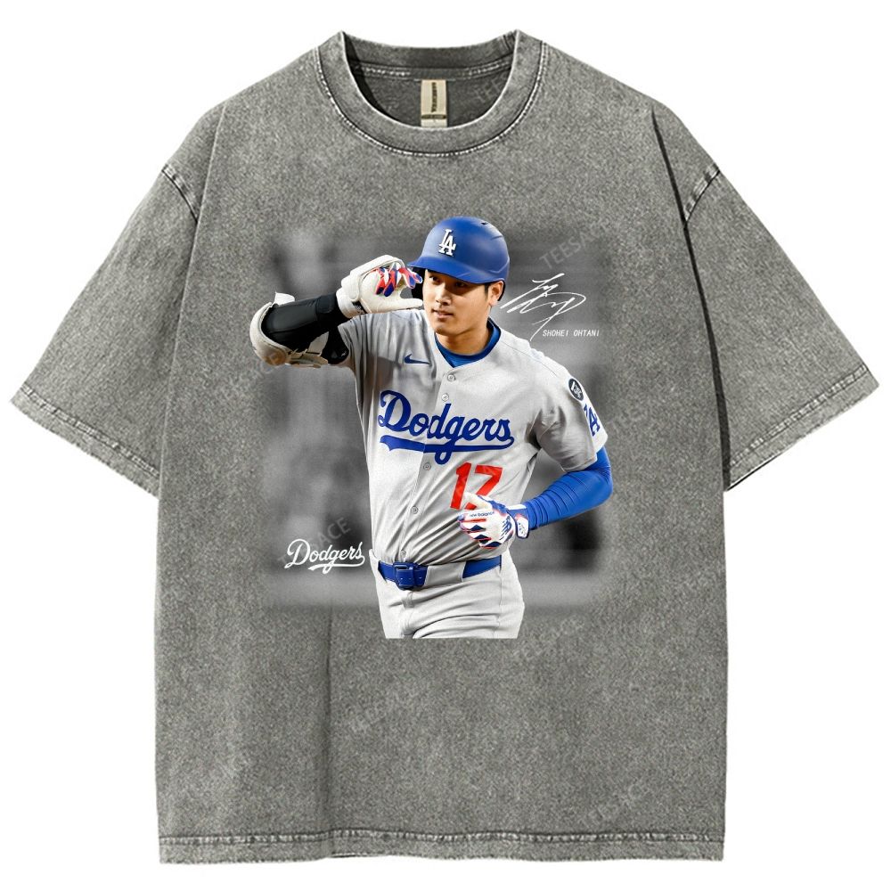 Vintage Style Unisex-Adult Oversized Washed Street T-shirt | SHOHEI OHTANI V4 TEE 