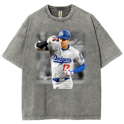 Vintage Style Unisex-Adult Oversized Washed Street T-shirt | SHOHEI OHTANI V4 TEE 