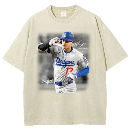 Vintage Style Unisex-Adult Oversized Washed Street T-shirt | SHOHEI OHTANI V4 TEE 