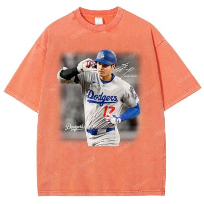 Vintage Style Unisex-Adult Oversized Washed Street T-shirt | SHOHEI OHTANI V4 TEE 