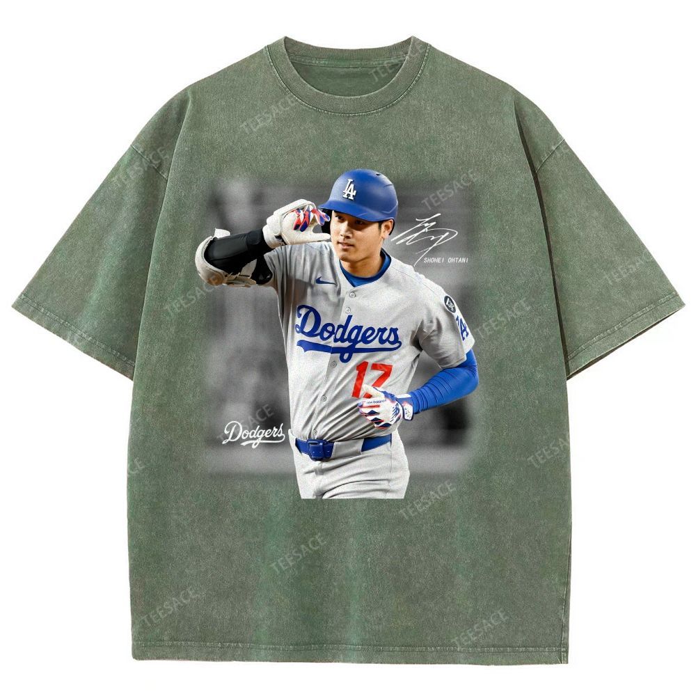 Vintage Style Unisex-Adult Oversized Washed Street T-shirt | SHOHEI OHTANI V4 TEE 
