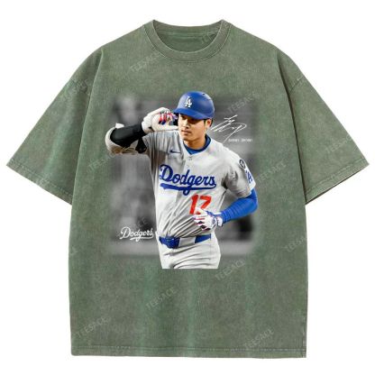 Vintage Style Unisex-Adult Oversized Washed Street T-shirt | SHOHEI OHTANI V4 TEE 