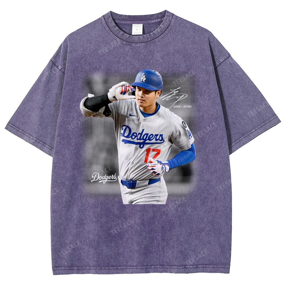 Vintage Style Unisex-Adult Oversized Washed Street T-shirt | SHOHEI OHTANI V4 TEE 