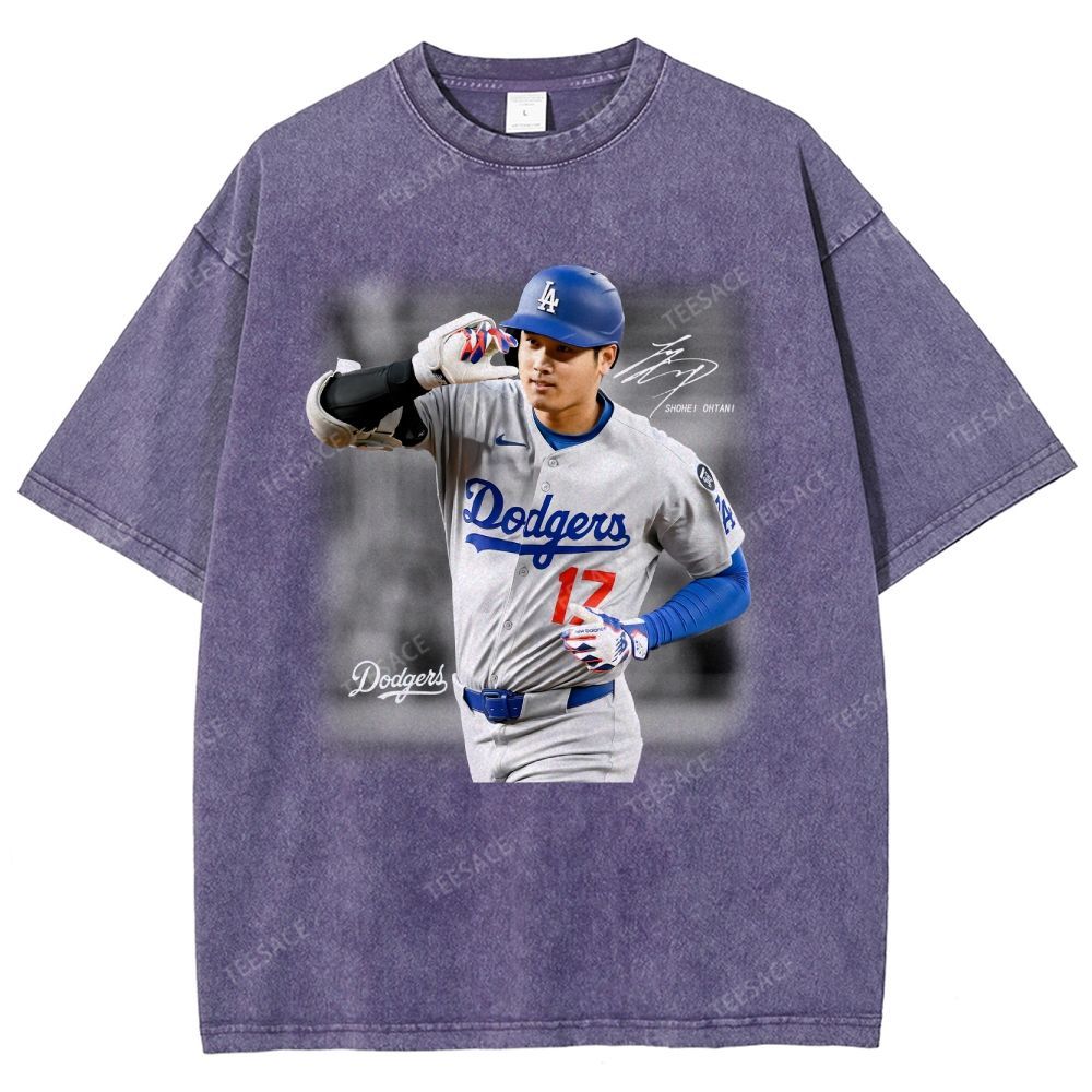 Vintage Style Unisex-Adult Oversized Washed Street T-shirt | SHOHEI OHTANI V4 TEE 