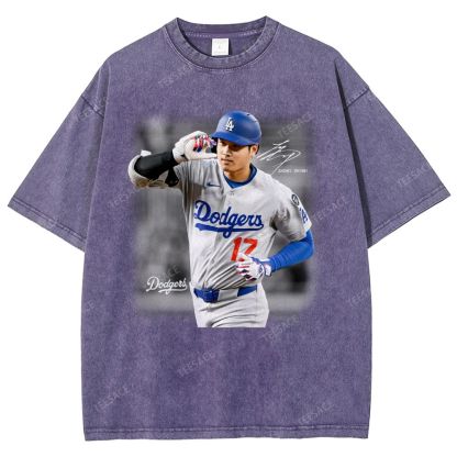 Vintage Style Unisex-Adult Oversized Washed Street T-shirt | SHOHEI OHTANI V4 TEE 