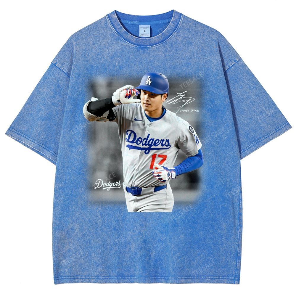 Vintage Style Unisex-Adult Oversized Washed Street T-shirt | SHOHEI OHTANI V4 TEE 