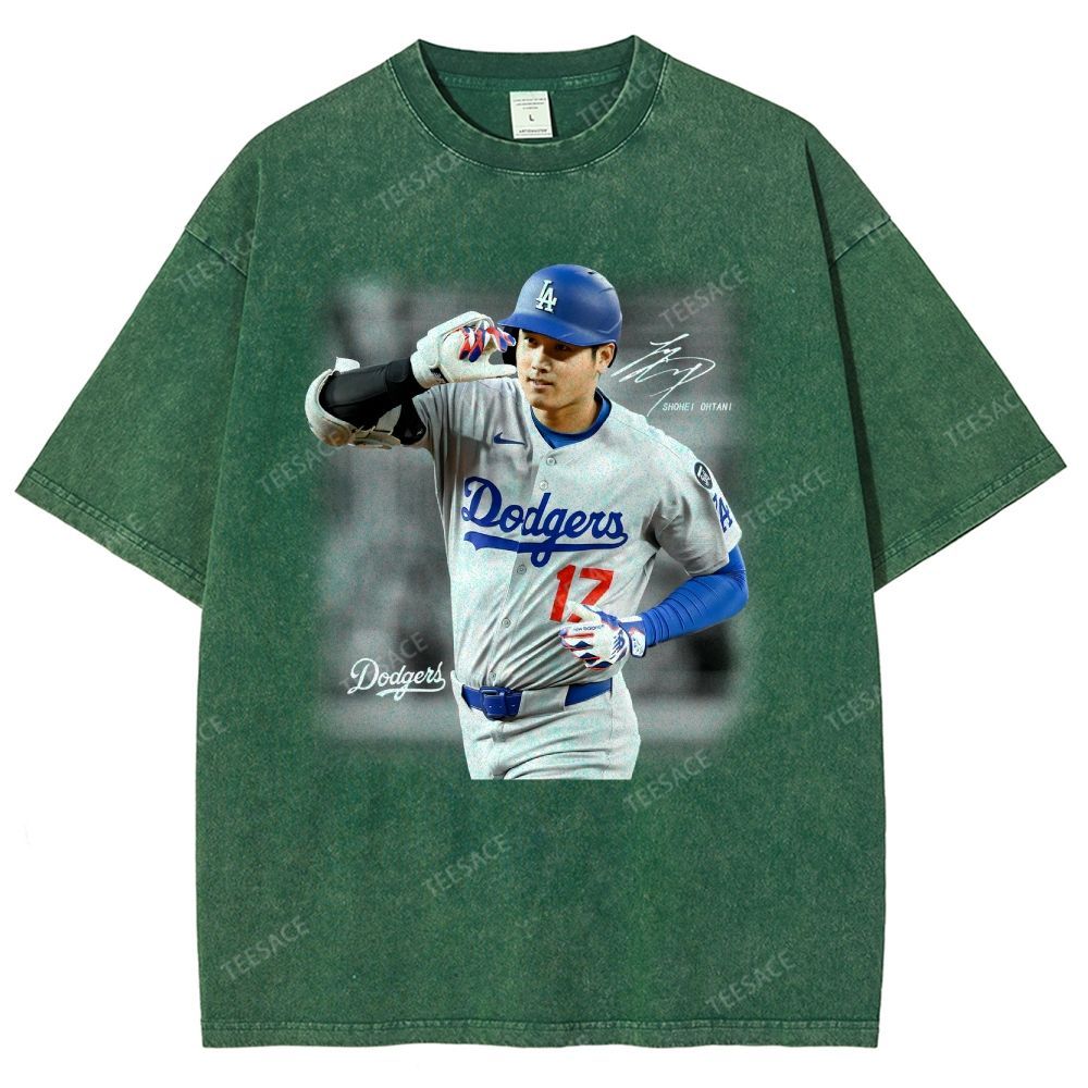 Vintage Style Unisex-Adult Oversized Washed Street T-shirt | SHOHEI OHTANI V4 TEE 