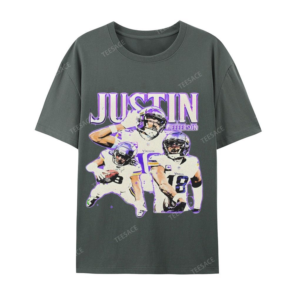 Unisex Casual Cotton Short Sleeve T-Shirt | JUSTIN JEFFERSON TEE 10.15